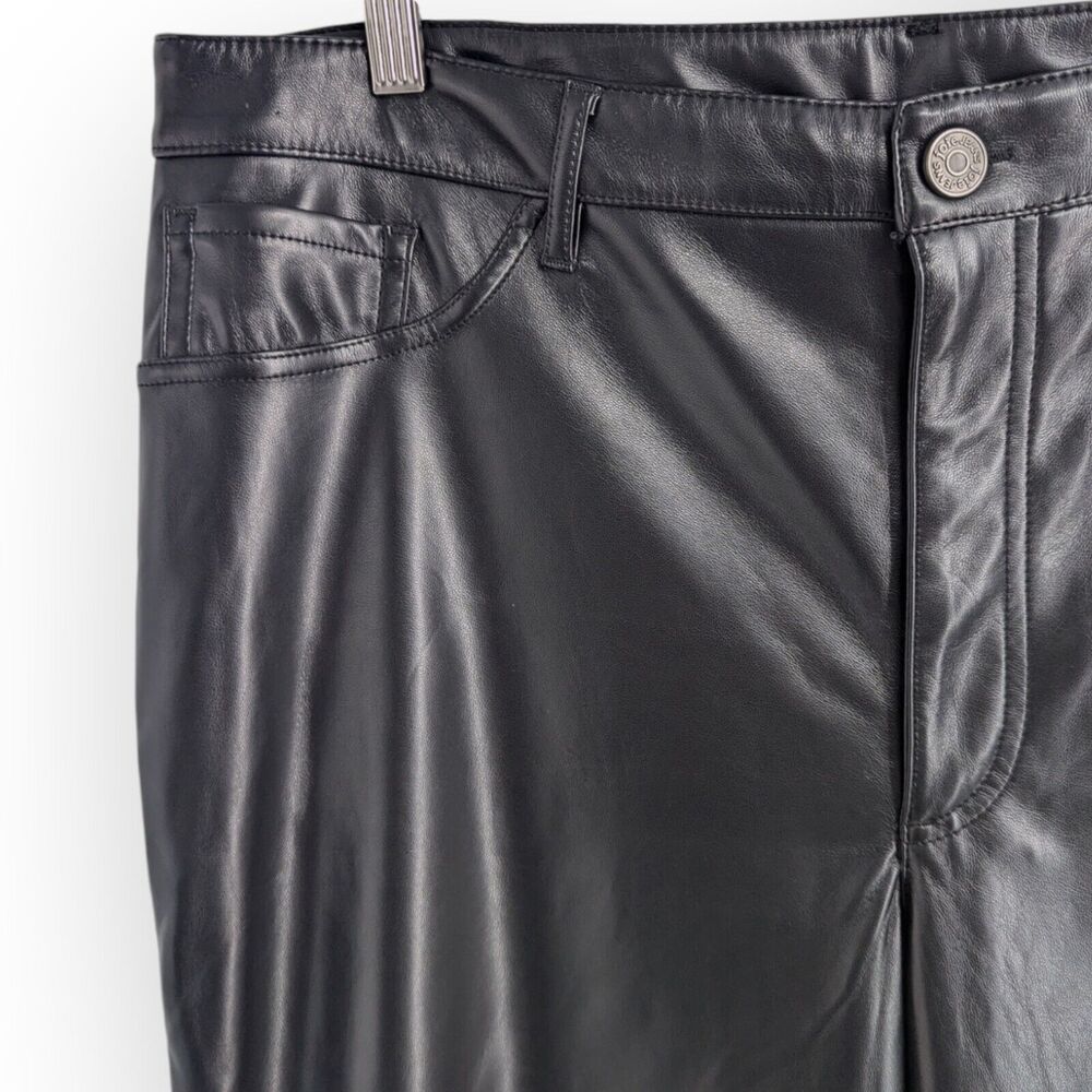 Joie Faux Leather Jeans Womens Size 14 Shiny Black‎ Straight Leg Pants Mobwife - Picture 2 of 10